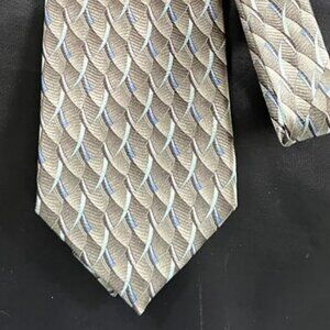Men’s Crazy Horse 100% Silk Tie – Green, Cream & Blue Geometric Design